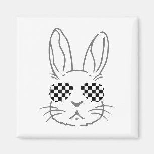 Bunny Ears Retro Zonnebrillen Funny Pasen Race Car Magneet