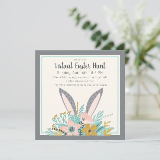 Bunny Ears Virtuele Pasen Kaart (Staand voorkant)