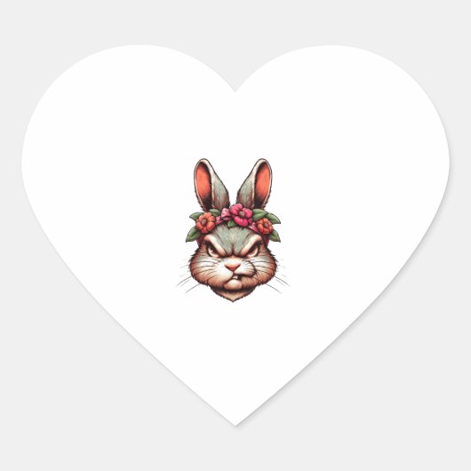 Bunny Easter, Angry Bunny, Funny Rabbit, Funny Ani Hart Sticker (Voorkant)