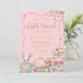 Bunny Easter Brunch en Egg Hunt Kaart (Staand voorkant)
