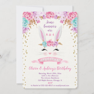 Bunny Easter Bunnies gezamenlijke verjaardagsfeest Kaart