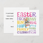 Bunny Easter Card , Personalized Easter funnyBunny Feestdagenkaart (Voorkant / Achterkant)