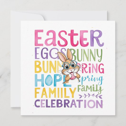 Bunny Easter Card , Personalized Easter funnyBunny Feestdagenkaart (Voorkant)