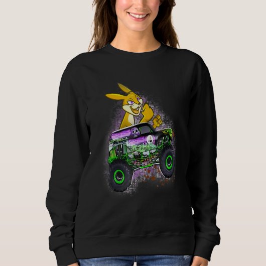 Bunny Easter Day Monster Truck Love Rabbit Toddler Trui (Voorkant)