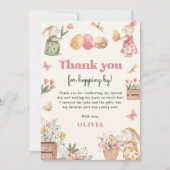 Bunny Easter Egg Girl Verjaardagsfeestje Bedankkaart (Voorkant)