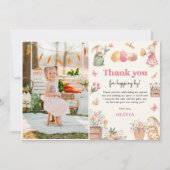 Bunny Easter Egg Girl Verjaardagsfeestje Foto Bedankkaart (Voorkant)