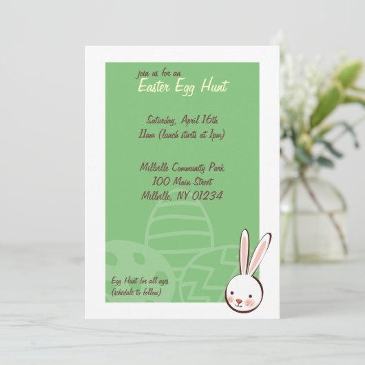 Bunny Easter Egg Hunt Invitaties Kaart (Staand voorkant)