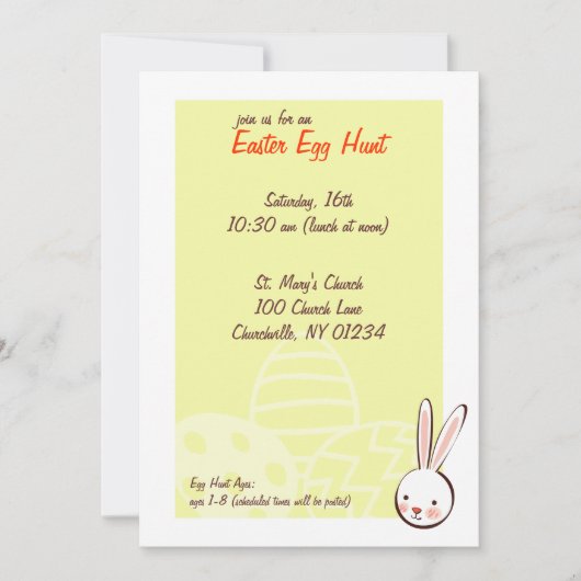 Bunny Easter Egg Hunt Invitaties Kaart (Voorkant)