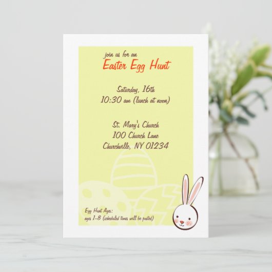 Bunny Easter Egg Hunt Invitaties Kaart (Staand voorkant)