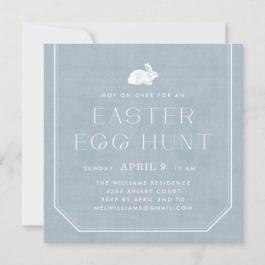  Bunny Easter Egg Hunt Invitation - Blauw Kaart (Voorkant)