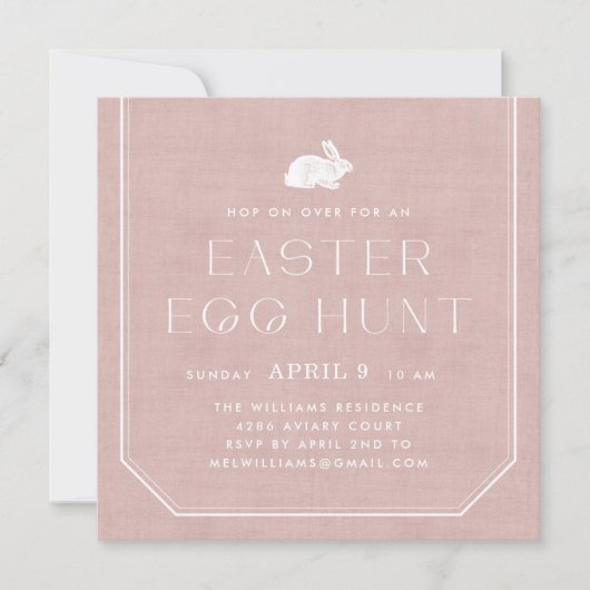  bunny Easter Egg Hunt Invitation - Roze Kaart (Voorkant)