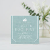  Bunny Easter Egg Hunt Uitnodiging - Blauwgroen (Staand voorkant)