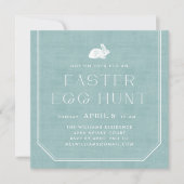 Bunny Easter Egg Hunt Uitnodiging - Blauwgroen (Voorkant)