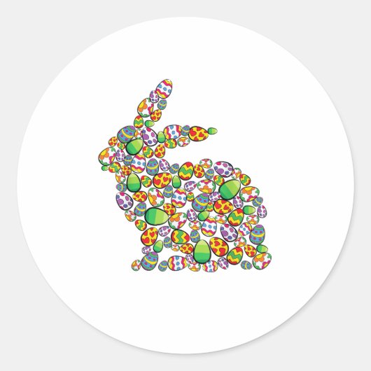 Bunny Easter Egg Hunting Schattigee Konijnenlente Ronde Sticker (Voorkant)