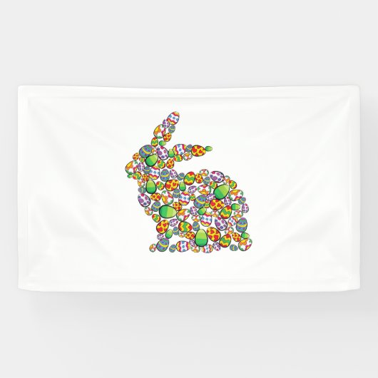 Bunny Easter Egg Hunting Schattigee Konijnenlente Spandoek (Horizontaal)