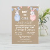 Bunny Easter Gender Reveal Boy of Girl Baby shower Kaart (Staand voorkant)