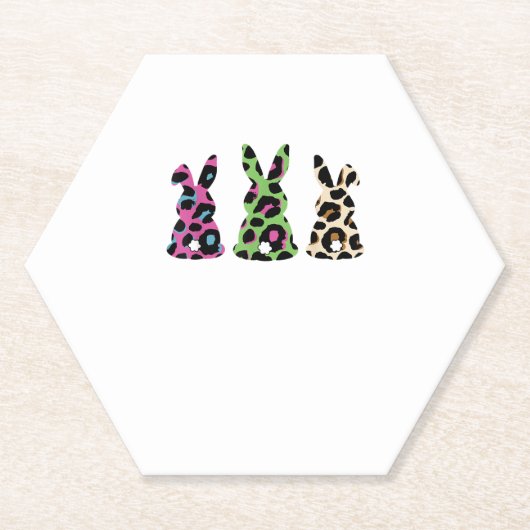 Bunny Easter Leopard Buffalo Rabbit Easter D Kartonnen Onderzetters (Voorkant)