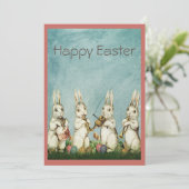 Bunny Easter Music Band Feestdagenkaart (Staand voorkant)