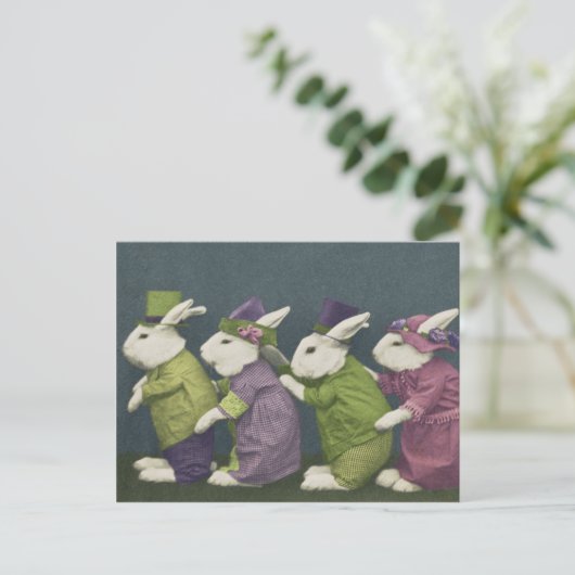Bunny Easter Parade Briefkaart (Staand voorkant)