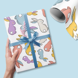 Bunny Easter Pastel Hand-drawn Wrapping Paper Cadeaupapier