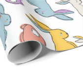 Bunny Easter Pastel Hand-drawn Wrapping Paper Cadeaupapier (Rol Hoek)