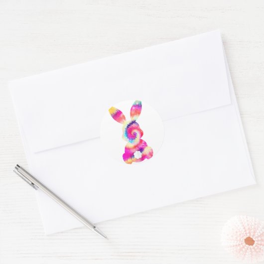 Bunny Easter Tie Dye Rabbit Paasdag Ronde Sticker (Envelop)