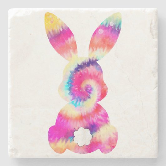 Bunny Easter Tie Dye Rabbit Paasdag Stenen Onderzetter (Voorkant)