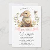Bunny Easter Wild One Birthday Party Invitation Kaart (Voorkant)