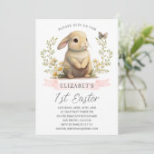 Bunny Easter Wild One Birthday Party Invitation Kaart (Staand voorkant)