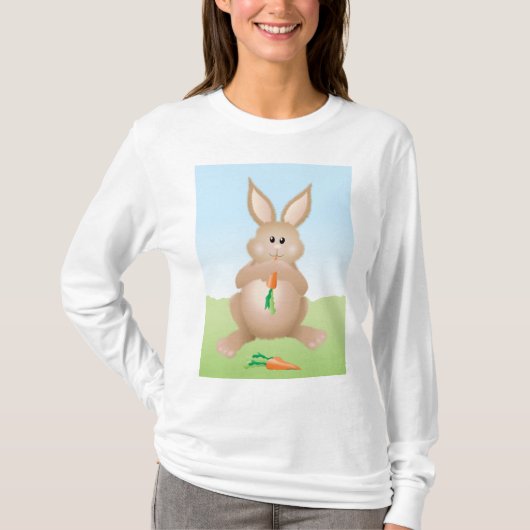 Bunny Eating Carrot Adorable Rabbit T-shirt (Voorkant)