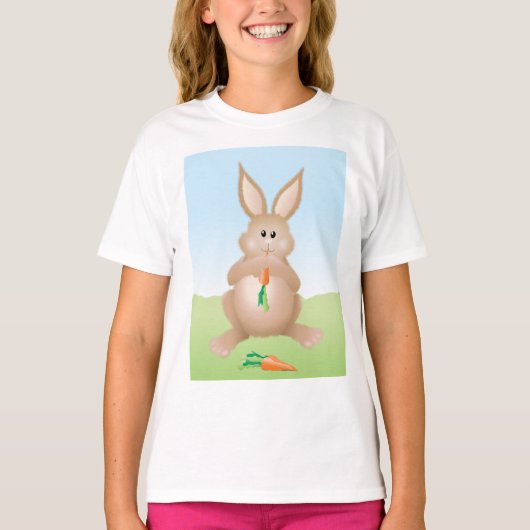 Bunny Eating Carrot Adorable Rabbit T-shirt (Voorkant)