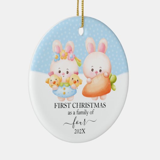 Bunny eerste kerstgezin van 4 keramisch ornament (Rechts)