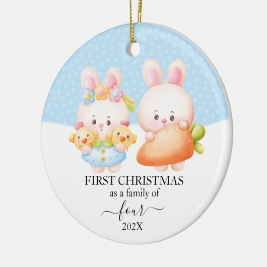 Bunny eerste kerstgezin van 4 keramisch ornament (Links)