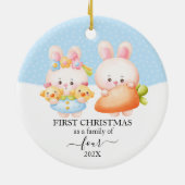Bunny eerste kerstgezin van 4 keramisch ornament (Achterkant)