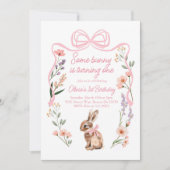 Bunny eerste verjaardag uitnodiging wilde bloemen  (Voorkant)