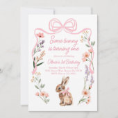 Bunny eerste verjaardag uitnodiging wilde bloemen  (Voorkant)