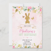 Bunny eerste verjaardagsuitnodiging kaart (Voorkant)