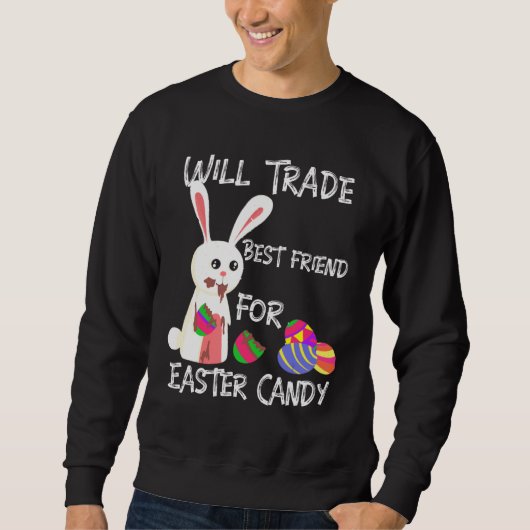 Bunny eet chocolade eieren zal de beste vriend voo trui (Voorkant)