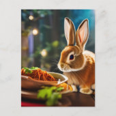 Bunny eet spaghetti briefkaart (Voorkant)