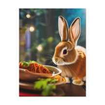 Bunny eet spaghetti
