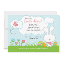 Bunny Egg Hunt Easter Brunch Partij Uitnodiging