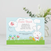 Bunny Egg Hunt Easter Brunch Partij Uitnodiging (Staand voorkant)