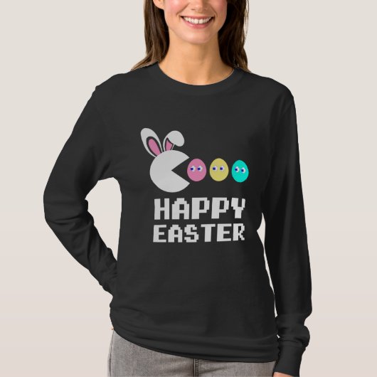 Bunny Egg Hunting Happy Easter Day For Kids Girls  T-shirt (Voorkant)