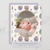 Bunny & Egg Meisje Foto Geboorte Aankondiging (Voorkant / Achterkant)