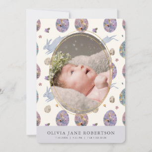 Bunny & Egg Meisje Foto Geboorte Aankondiging