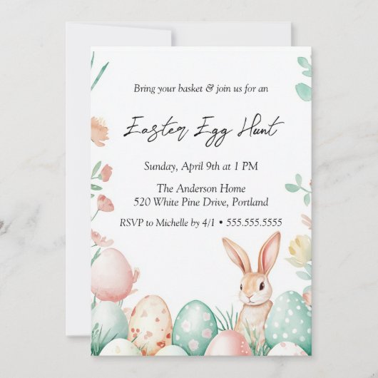 Bunny Eggs Flowers Easter Egg Hunt Kaart (Voorkant)
