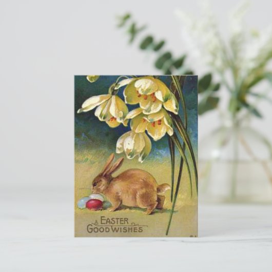 Bunny, Eieren en Snowdrops, 1910 Briefkaart (Staand voorkant)