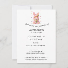 Bunny Embroidered Easter BRUNCH & HUNT Kaart