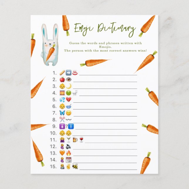 Bunny - Emoji Pictionary spel baby shower (Voorkant)