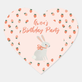 Bunny en aardbei hart sticker